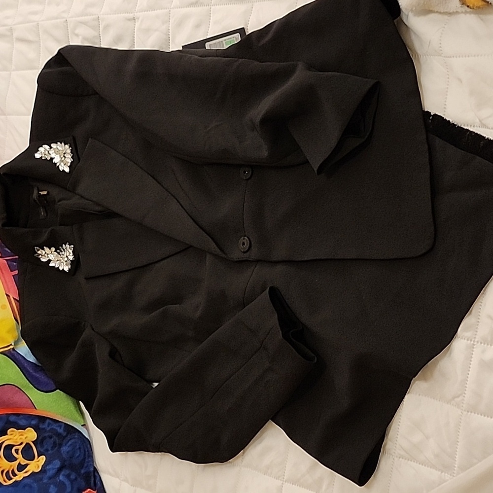 Donna Karan Black Blazer with Silver Embellishments